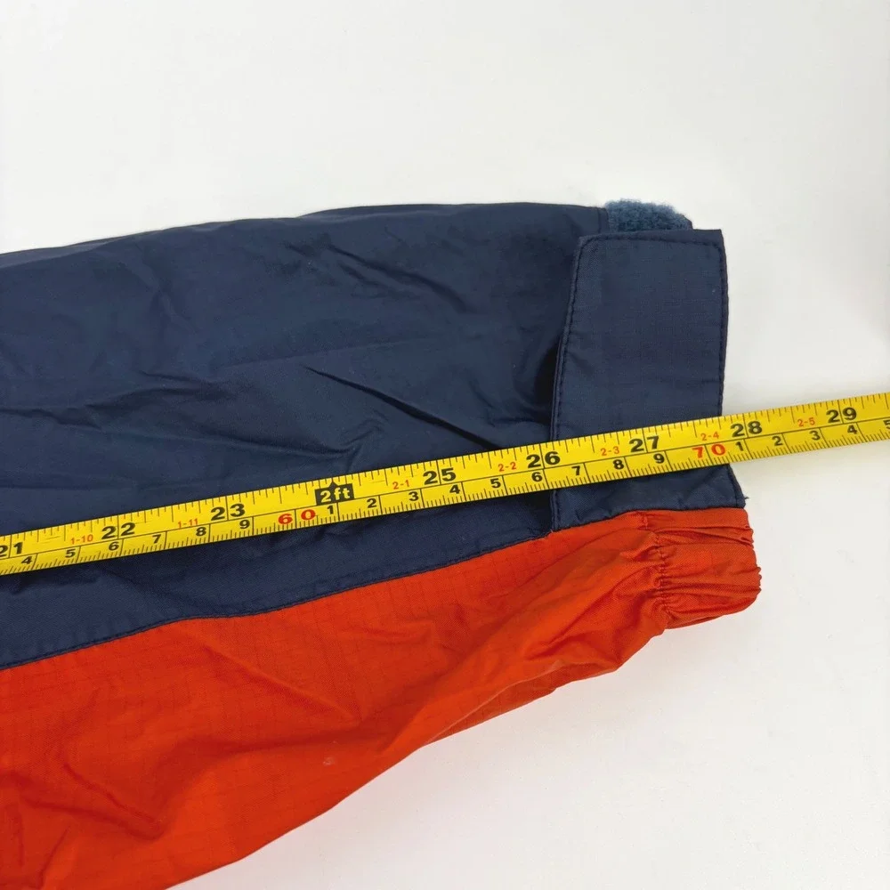 LL Bean Kids XL 18 Rain Jacket Hooded Shell Orange Navy Blue Colorblock